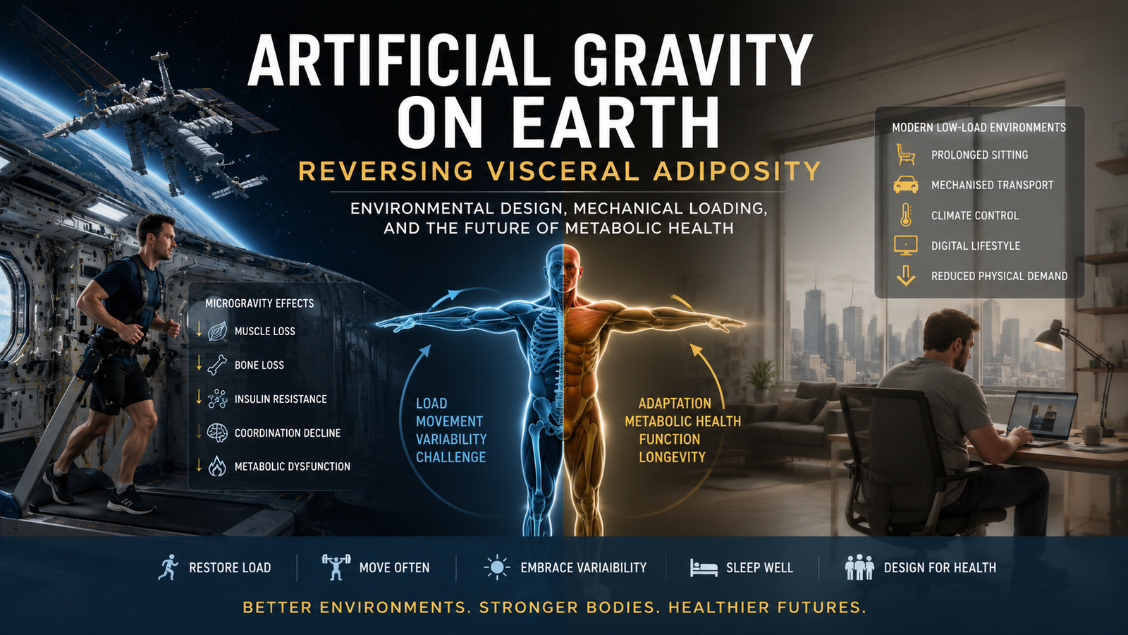 Artificial Gravity on Earth Reversing Visceral Adiposity